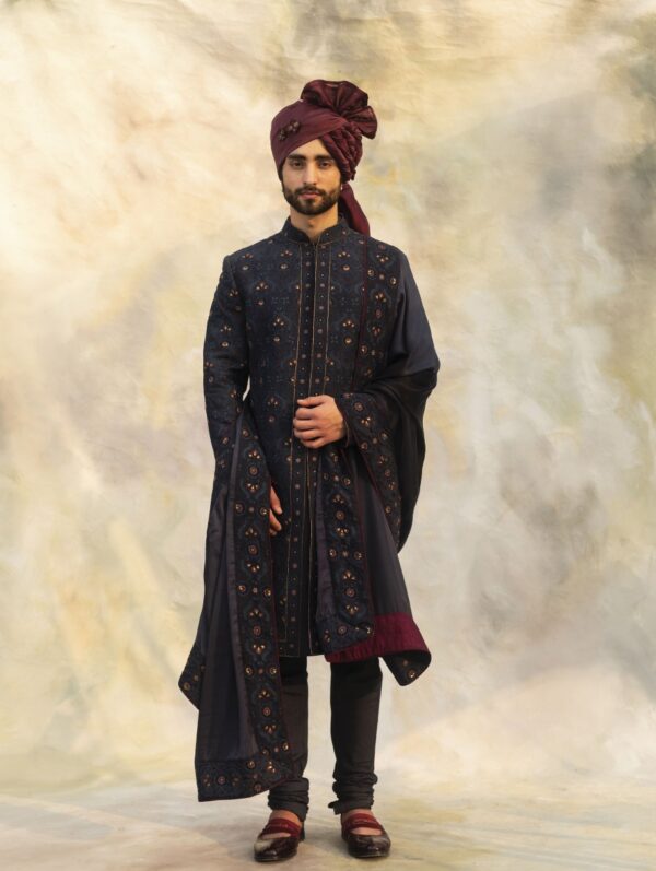 Jatin Malik - Midnight Blue Sherwani