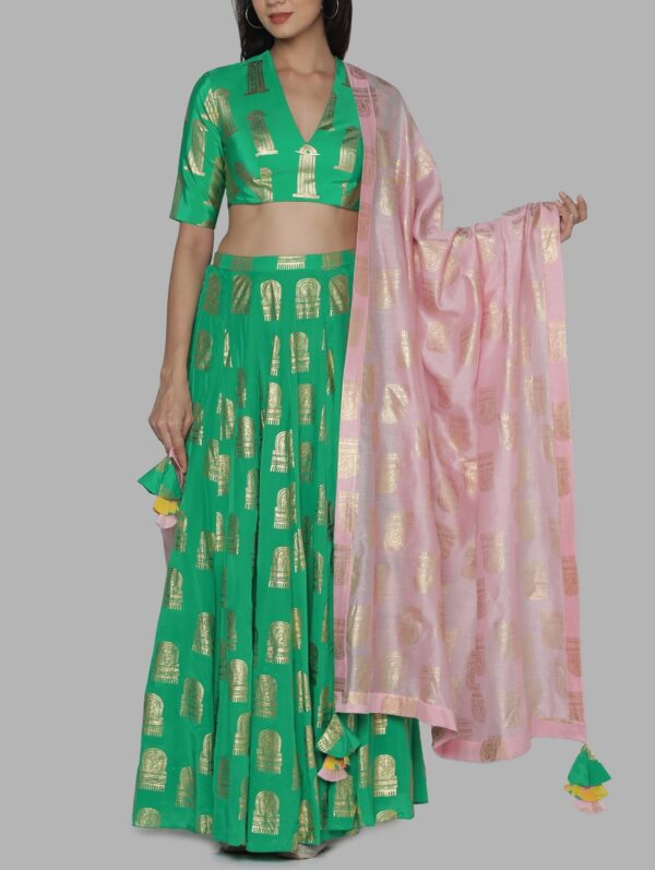 HOUSE OF MASABA - GREEN COMB LEHENGA SET