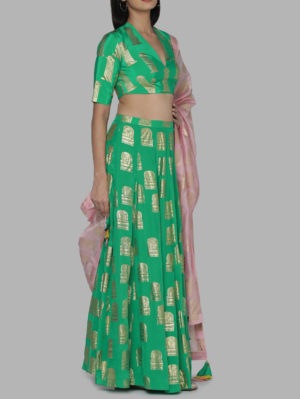 HOUSE OF MASABA - GREEN COMB LEHENGA SET - Image 4