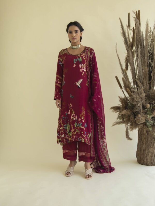 Kalista - Botanical Floral Suit Dupatta Set with straight pants