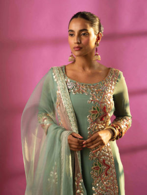 Rachit Khanna - Teal Blue Sharara Set - Image 2