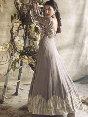 Rachit Khanna - Gold Grey Anarkali - Image 2