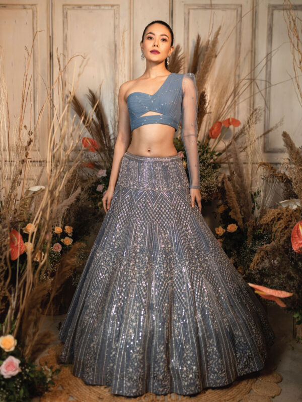 Chamee & Palak - Periwinkle Lehenga