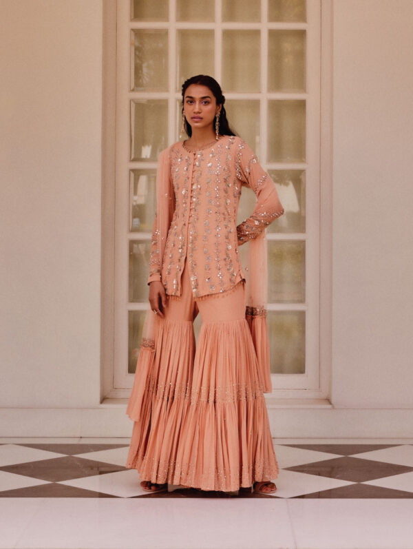 Sanya Gulati - Rose Gold Kurta and Tiered Sharara With Dupatta