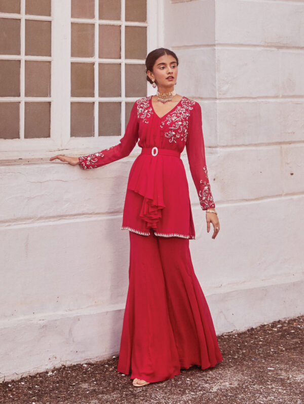 Sanya Gulati - Fuchsia kurta with flared palazzo