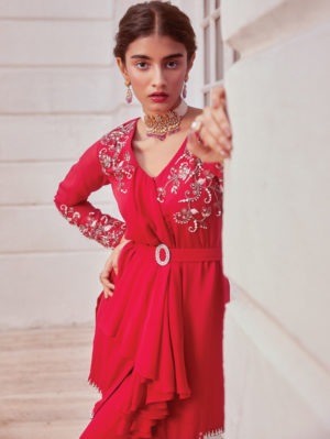 Sanya Gulati - Fuchsia kurta with flared palazzo - Image 4