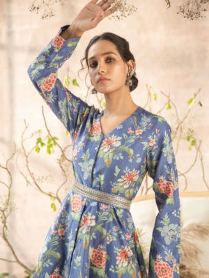 Kalista - Blue Samaira Vintage Floral Coordinated Set - Image 3