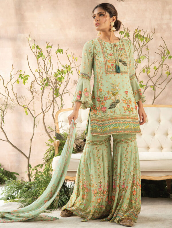 Kalista - Mint Green Mahira Gharara Set