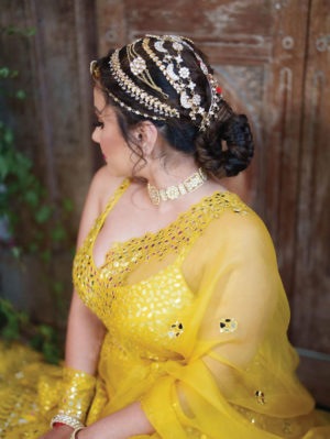 Seema Gujral - Yellow Mirror Work Lehenga - Image 7