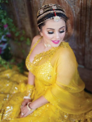 Seema Gujral - Yellow Mirror Work Lehenga - Image 6