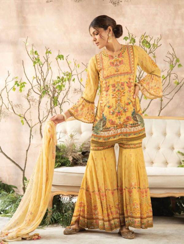 Kalista - Yellow Ahaana Gharara Set