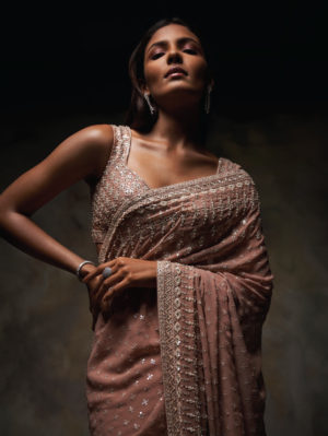 Seema Gujral - Peach Saree - Image 4