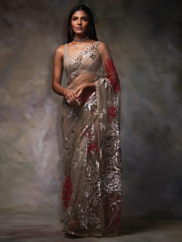 Seema Gujral - Nude Tulle Saree
