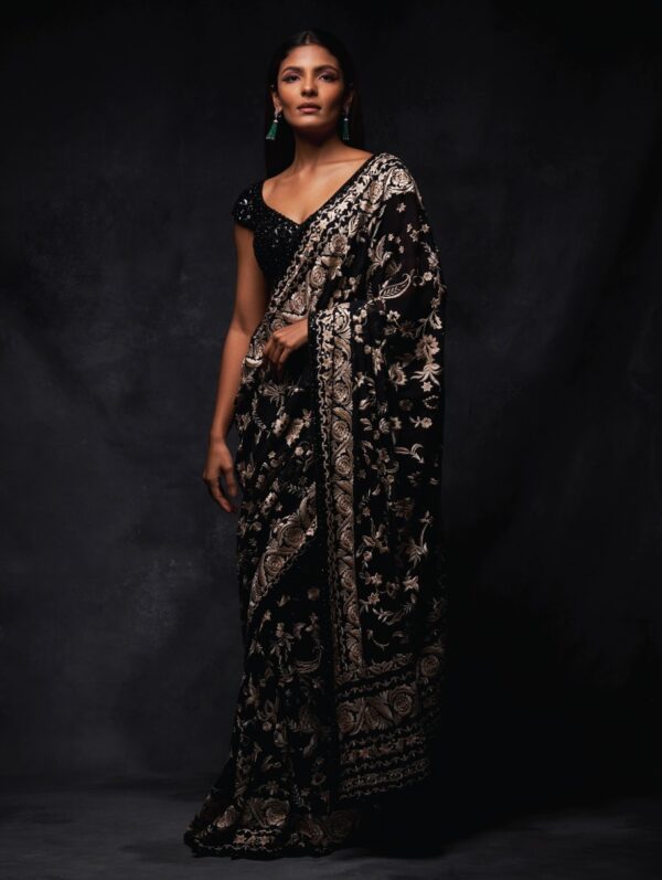 Seema Gujral - Black Ivory Saree