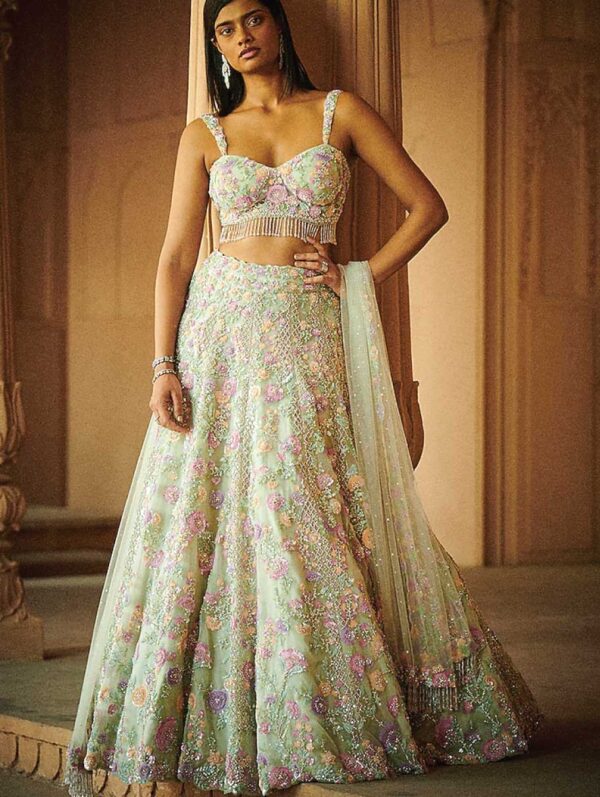 Seema Gujral - Aquamarine Lehenga Set