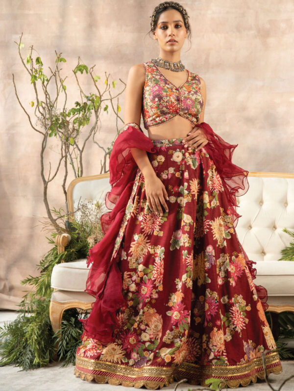 Kalista - Burgundy Gulbaag Lehenga Set