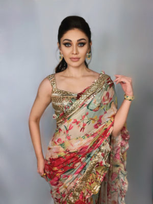 Gopi Vaid - Khushi Frill Saree Red Printed - Image 3