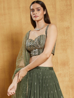 Chamee and Palak - GREEN SHELBY LEHENGA - Image 4