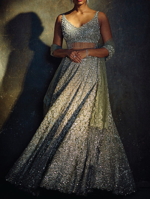 Seema Gujral - Moss Green Embroidered Lehenga Set