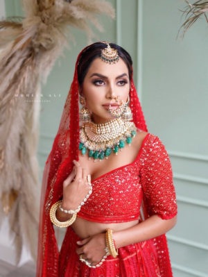 JADE – RED Italian lace LEHENGA - Image 3