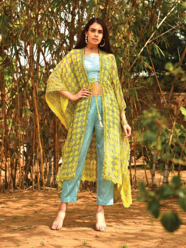 SURBHI GUPTA - LIME YELLOW KAFTAN SET