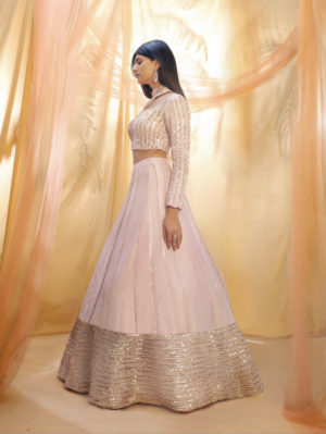 PINK PEACOCK COUTURE – Lilac lehenga set - Image 3