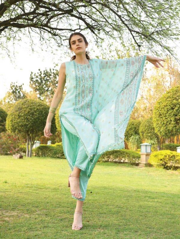 SURBHI GUPTA – BLUE ONE SHOULDER KAFTAN SET