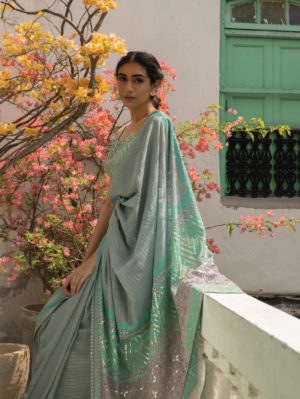 SURBHI GUPTA – BLUE ADARA SAREE BLOUSE - Image 3