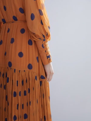 KOAI – ORANGE AND BLUE POLKA LONG DRESS - Image 4