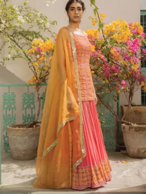 SURBHI GUPTA – PINK PARIZA LEHENGA WITH KURTA SET - Image 2