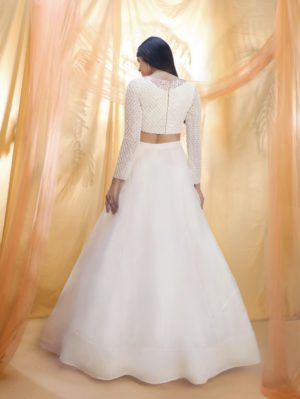 PINK PEACOCK COUTURE – Off white lehenga - Image 3