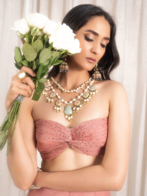 SILKY BINDRA – DUSTY PINK ORGANZA LEHENGA - Image 2