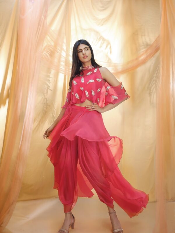 PINK PEACOCK COUTURE – Hot pink Dhoti Set