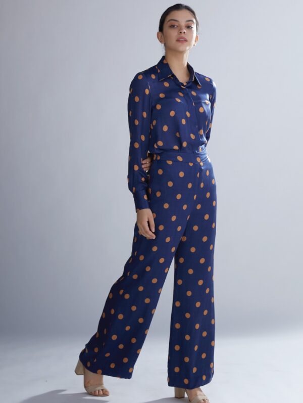 KOAI – BLUE AND ORANGE POLKA DOT SHIRT