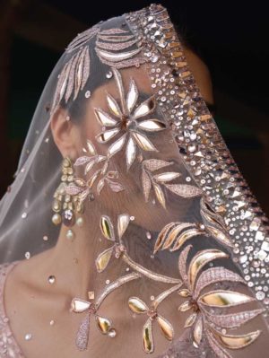 SEEMA GUJRAL –  Metallic Rose Gold Lehenga Set - Image 2