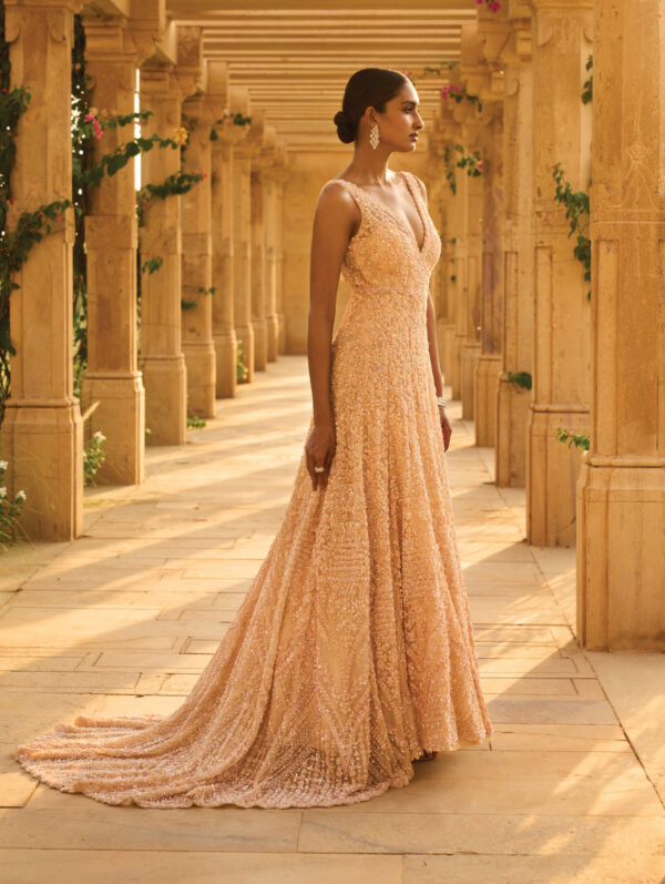 SEEMA GUJRAL – Peach Trail Gown