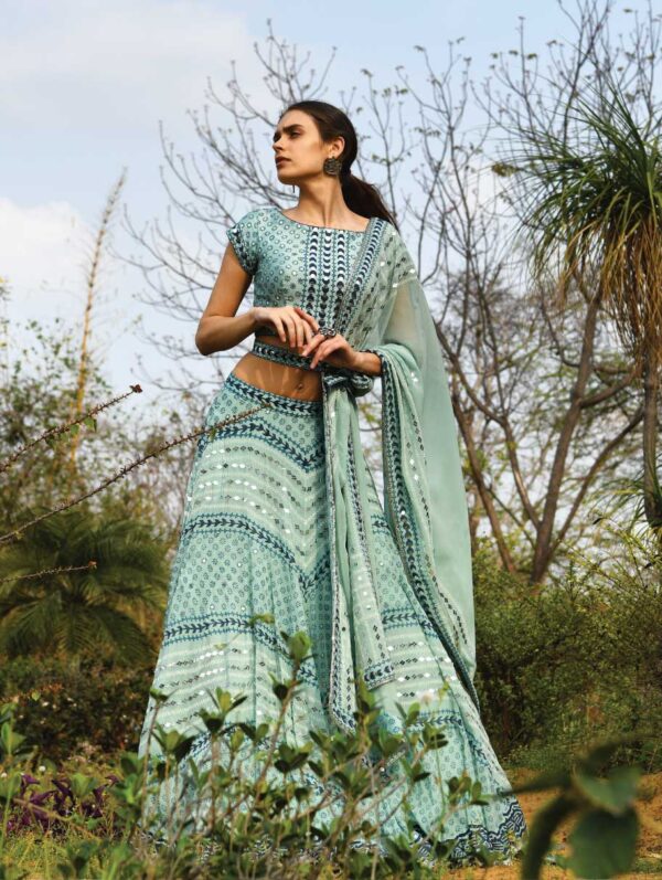 SURBHI GUPTA – BLUE MIRROR LEHENGA SET