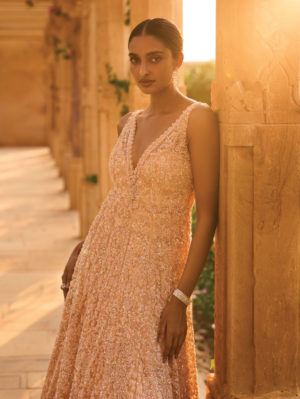 SEEMA GUJRAL – Peach Trail Gown - Image 2