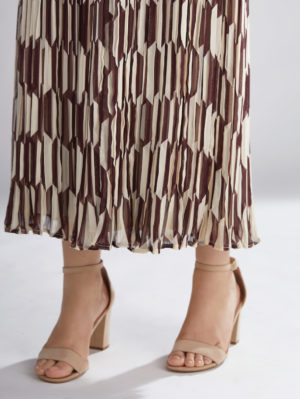 KOAI – GEOMETRIC BROWN AND CREAM SKIRT - Image 2