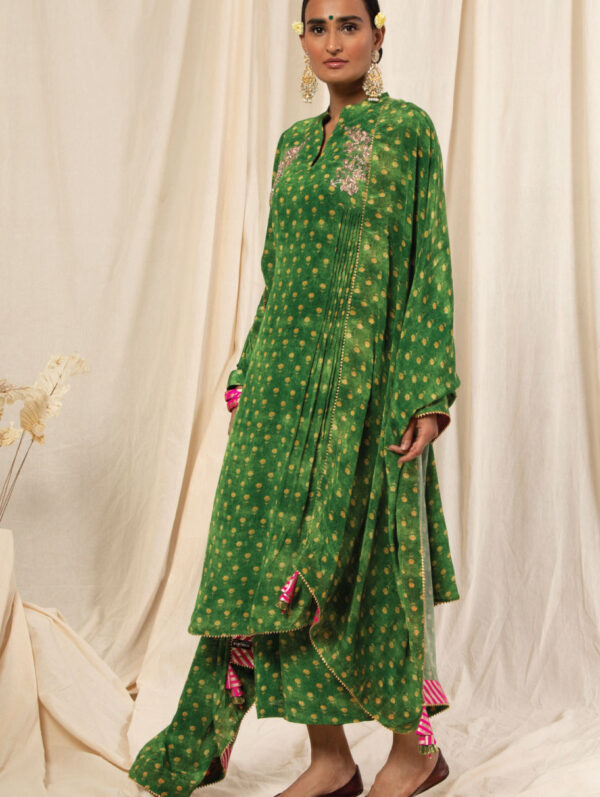 House Of Masaba - Green Vintage Bud Culotte Set