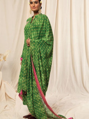 House Of Masaba - Green Vintage Bud Culotte Set - Image 2