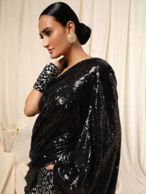 House Of Masaba - Black Sequins One Shoulder Set - Image 4