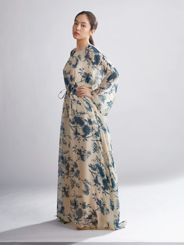 KOAI – CREAM AND TEAL FLORAL KAFTAN