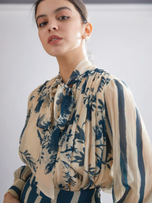 KOAI – CREAM AND TEAL FLORAL TOP - Image 2