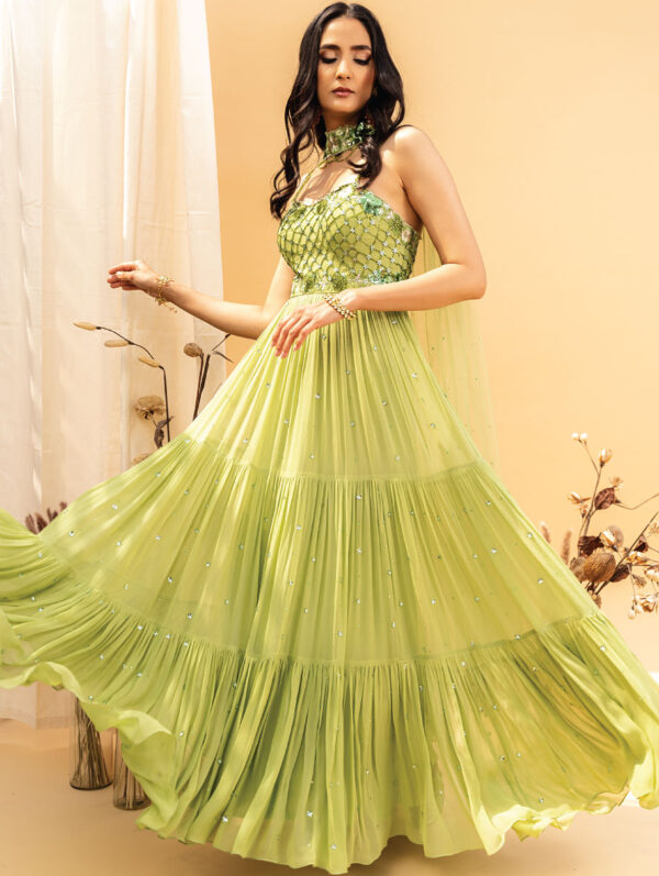 SILKY BINDRA – GREEN ANARKALI SET