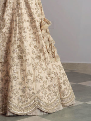 ANUSHREE REDDY – Noor Ivory Organza Lehenga Set - Image 4