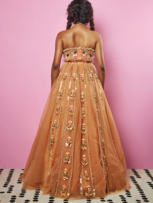 PAPA DON’T PREACH- Nude Lehenga Set - Image 2