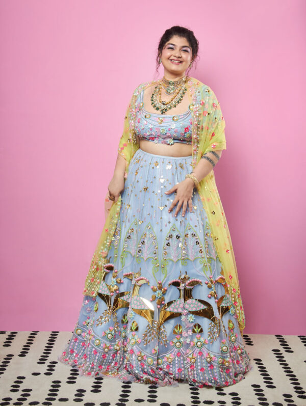 PAPA DON’T PREACH- Ice Blue Lehenga Set