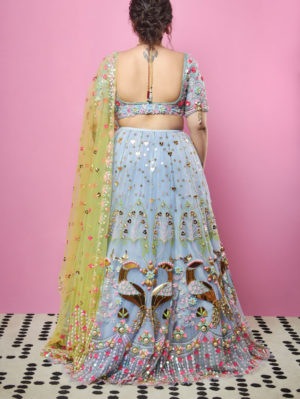 PAPA DON’T PREACH- Ice Blue Lehenga Set - Image 2