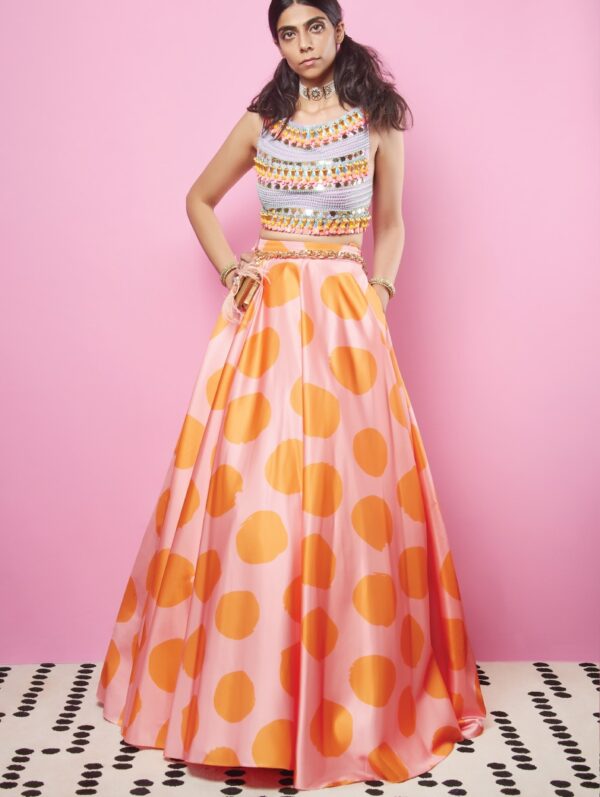 PAPA DON’T PREACH- Multicolor with Lilac Lehenga Set